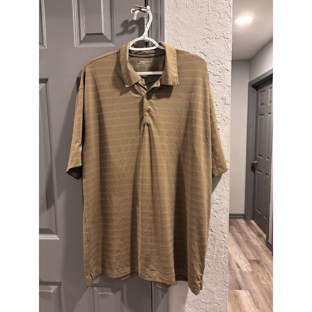 Nike Golf Dri-FIT XL Brown Striped Men's Polo Shirt Moisture Wicking Lightweight